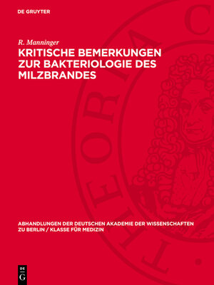 cover image of Kritische Bemerkungen zur Bakteriologie des Milzbrandes